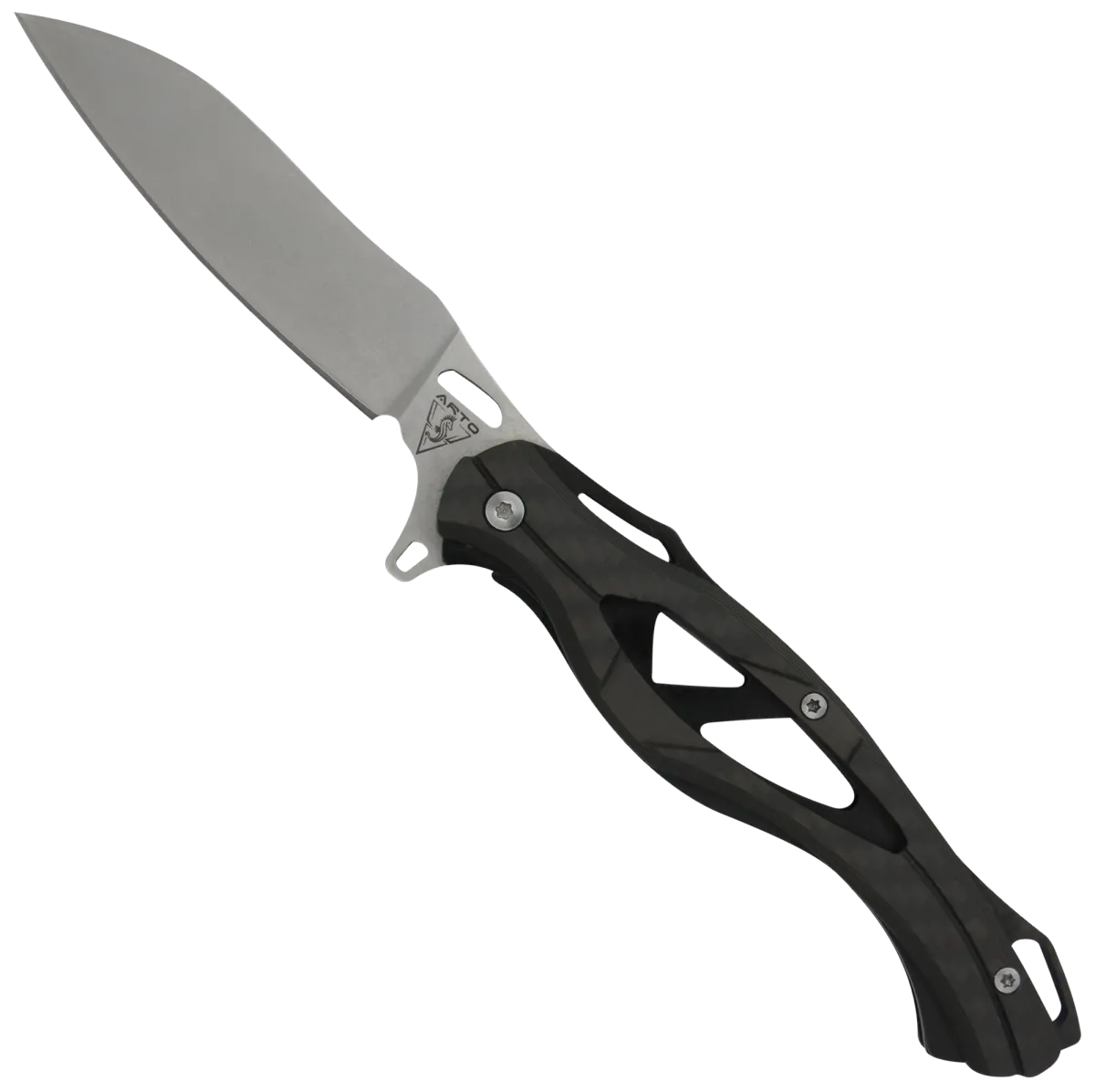AR1890 Carbon Fiber Handle Stonewash Flipper Knife