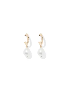 Avery Metal Pearl Hoop Earrings