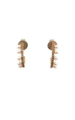 Bassali Pearls and Diamond Hoop Earrings G15251
