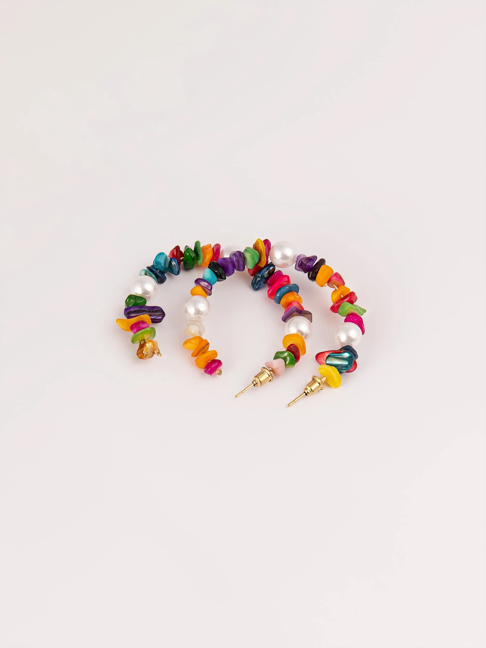 Beaded C-Hoop Earrings