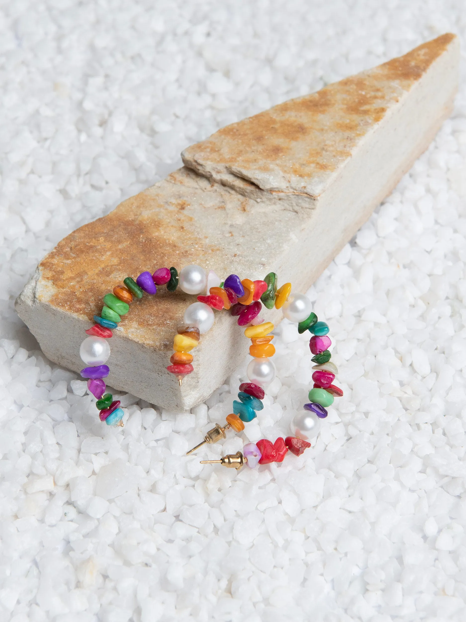 Beaded C-Hoop Earrings