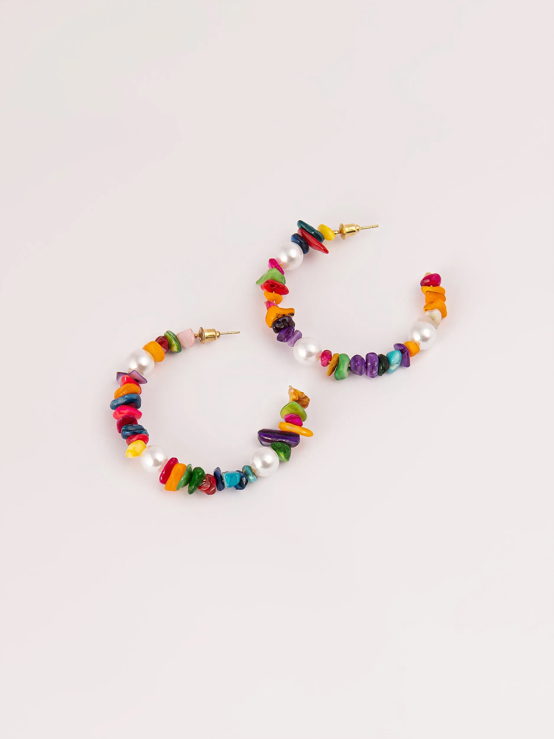 Beaded C-Hoop Earrings