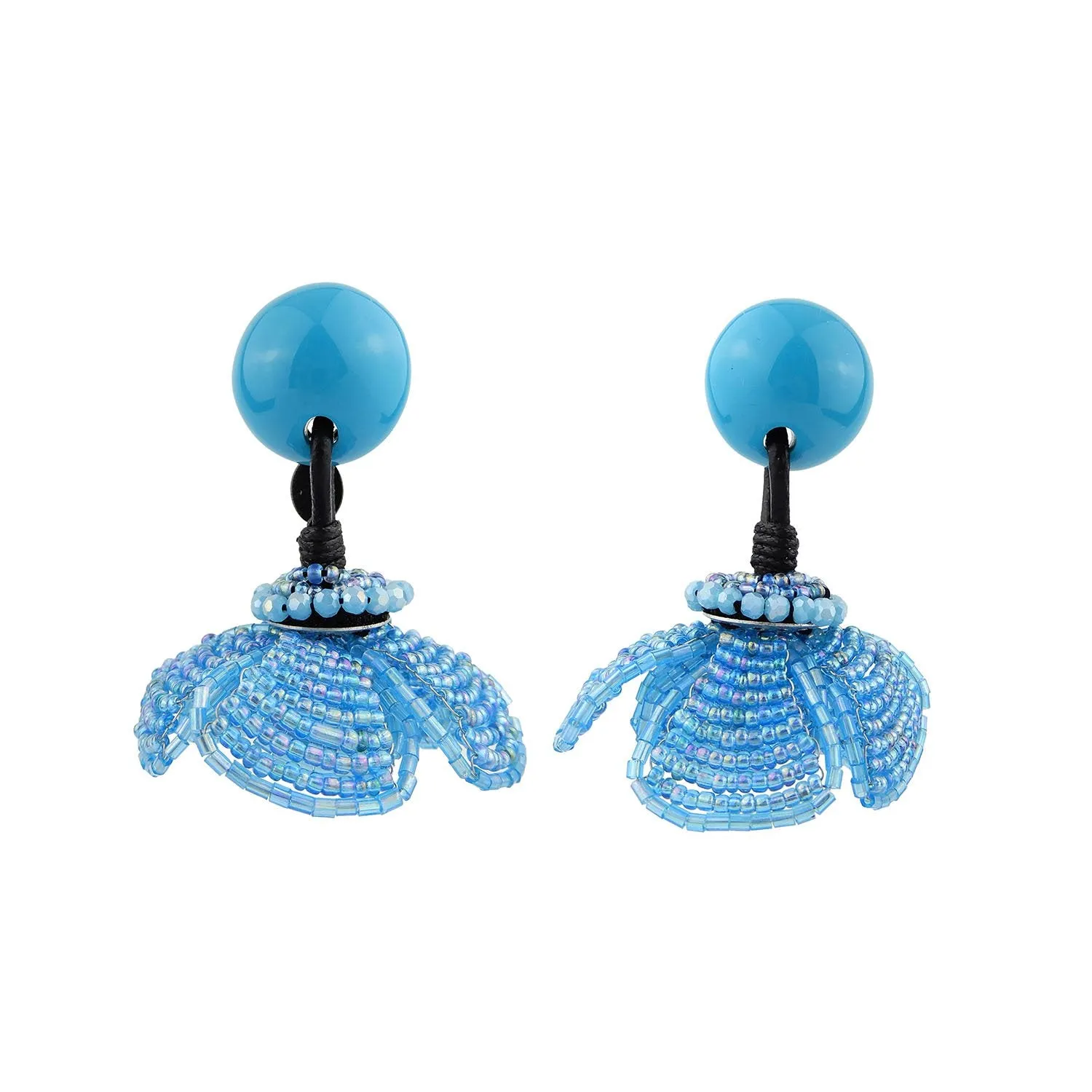 Beaded Flower Handmade Drop Earrings