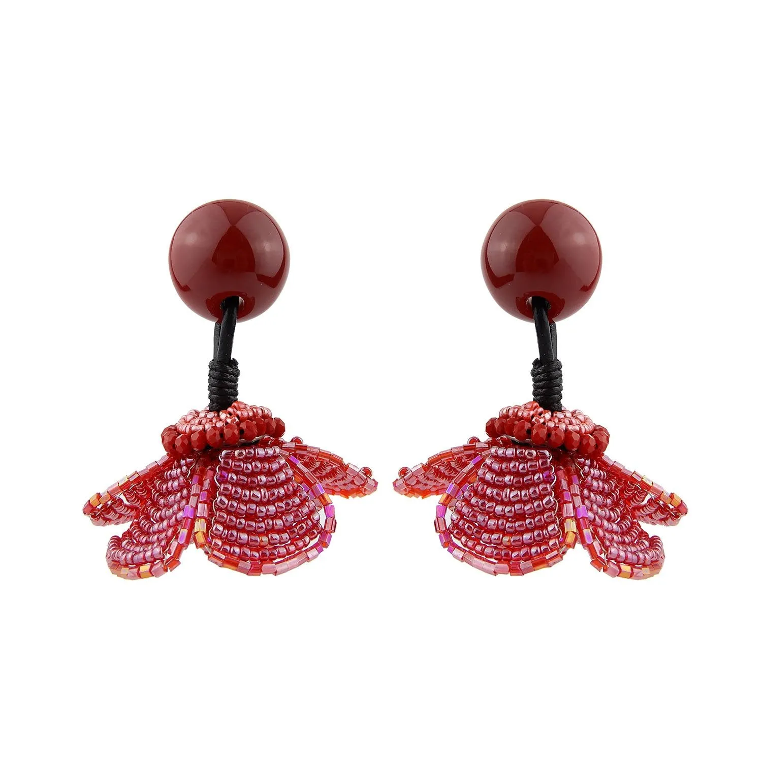 Beaded Flower Handmade Drop Earrings