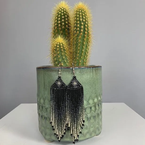 Black & Silver Beaded Earrings