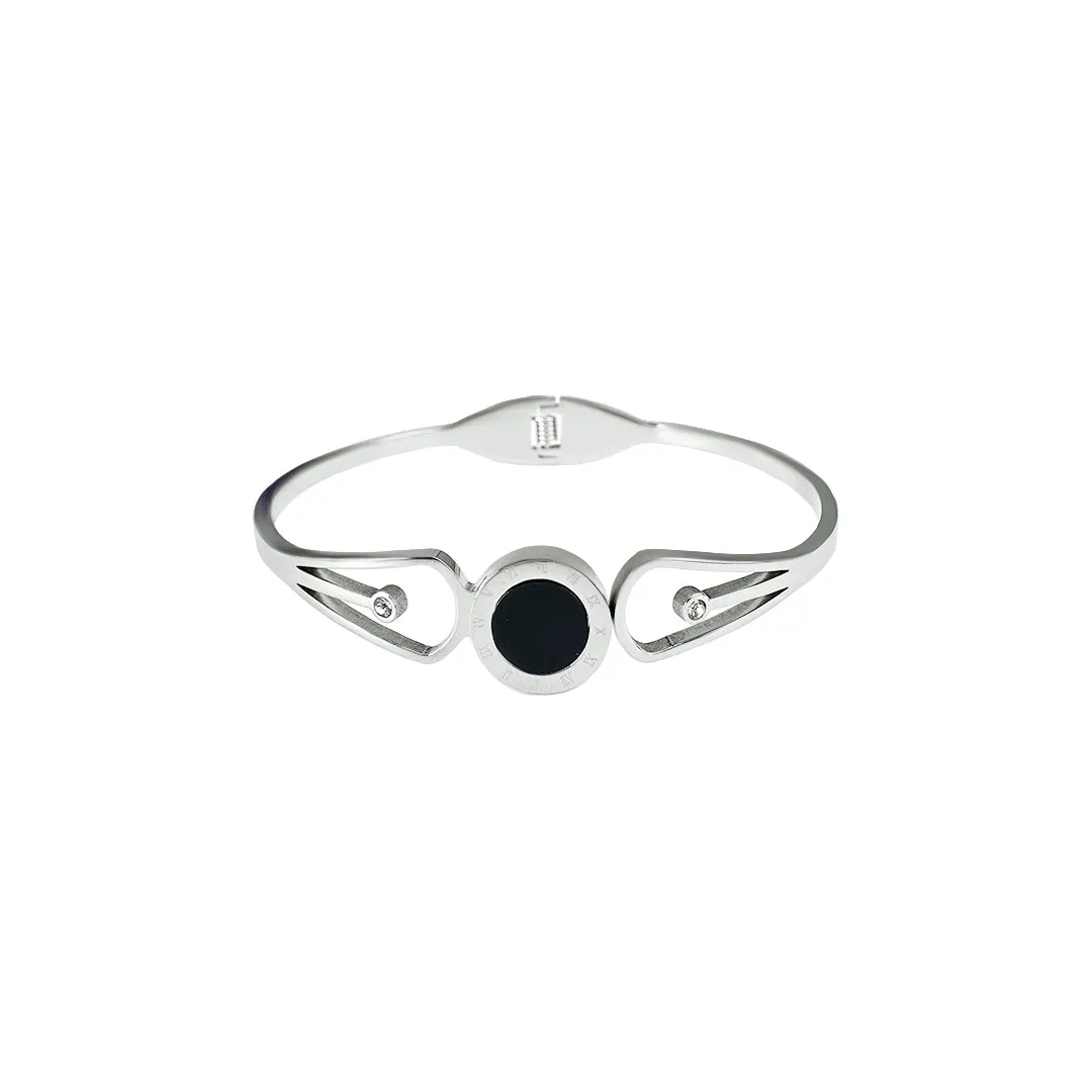 Black Gemstone Open Cuff Bracelet - 21