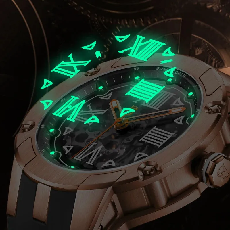 Bonest Gatti Round Skeleton 316L Men Watch