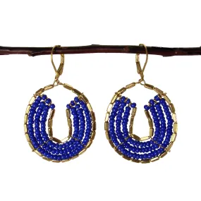 Byzantine Beaded Earrings - Cobalt Blue