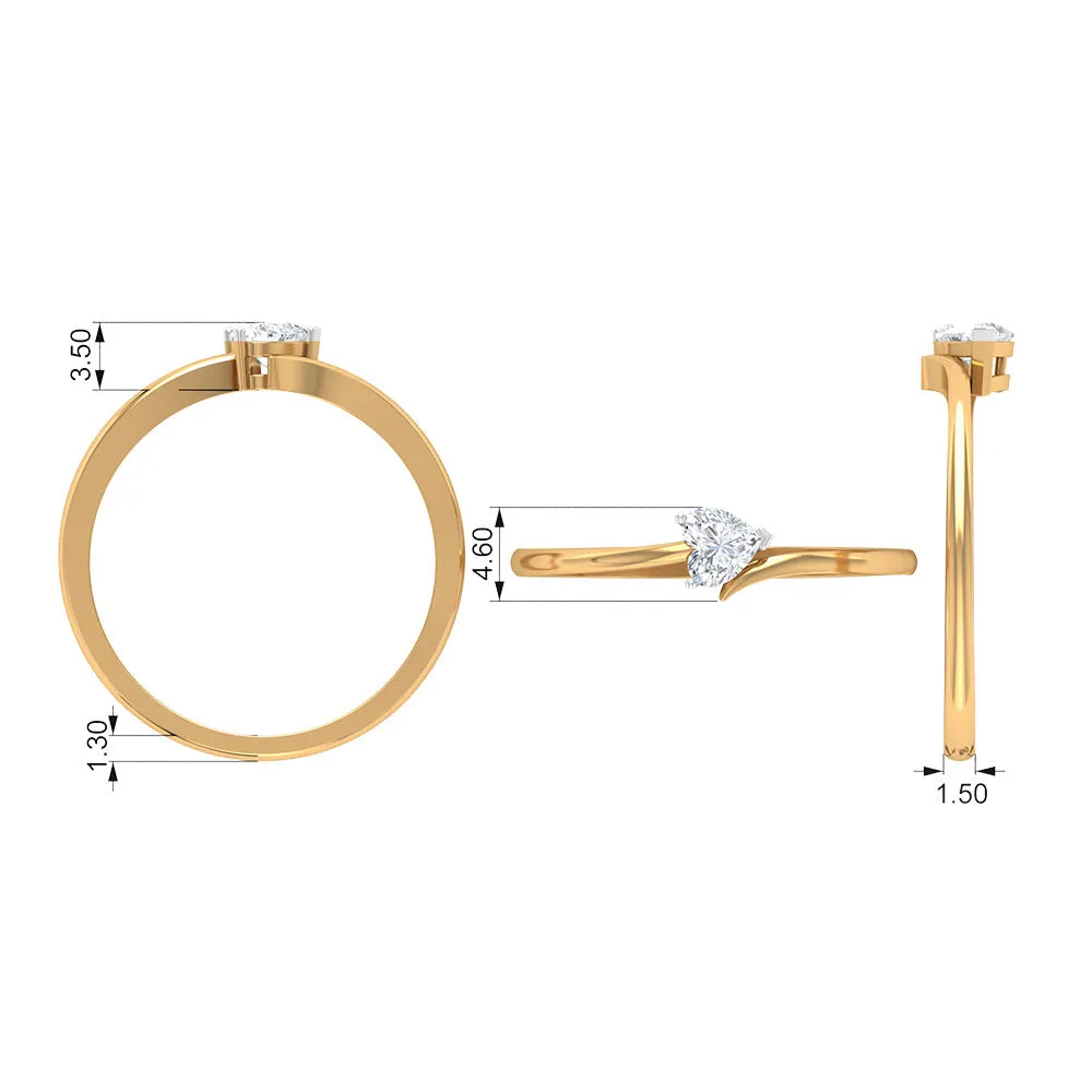 Certified Moissanite Heart Promise Ring