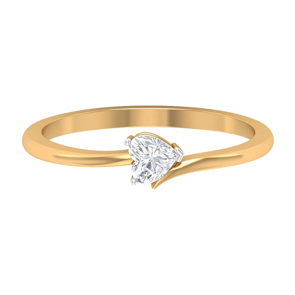 Certified Moissanite Heart Promise Ring