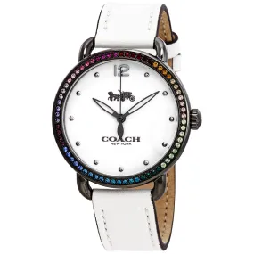 Coach Delancey Crystal White Dial White Leather Ladies Watch 14502888
