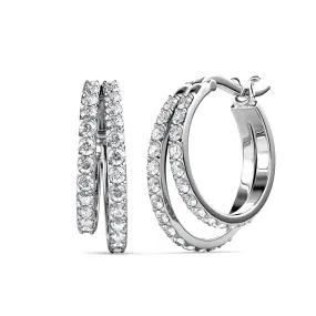 Corina 18k White Gold Plated Hoop Earrings with Swarovski Crystals