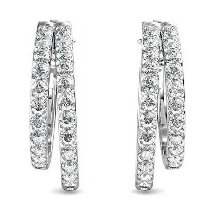 Corina 18k White Gold Plated Hoop Earrings with Swarovski Crystals