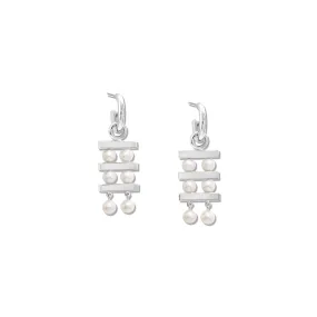 Couture Triple Earring Drops Silver - Pearl