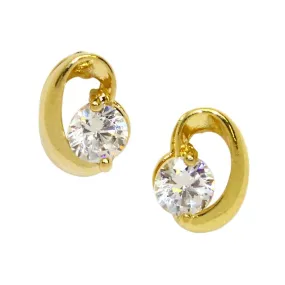 Cubic Zrconia 18K Gold Post Stud Earrings