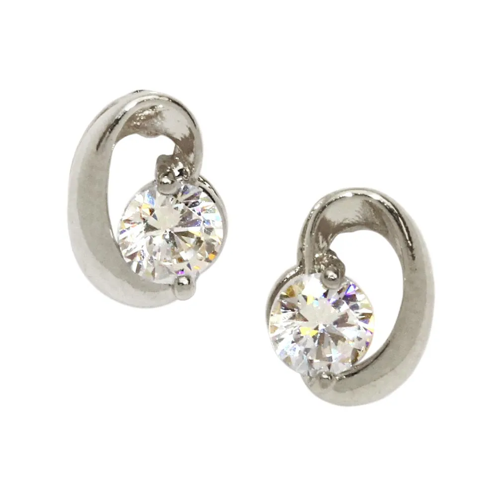 Cubic Zrconia 18K Gold Post Stud Earrings