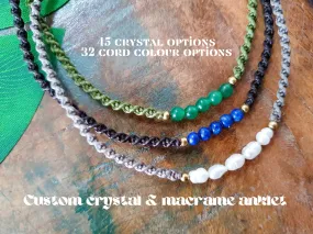 Custom crystal & macrame braided anklet / Choose gemstone choose colour / boho anklet / wanderer surfer witch anklet band / waterproof ankle
