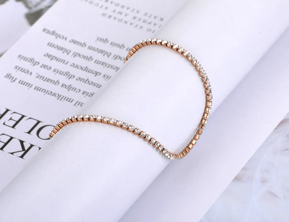 CZ Crystal Charm Anklets Stainless