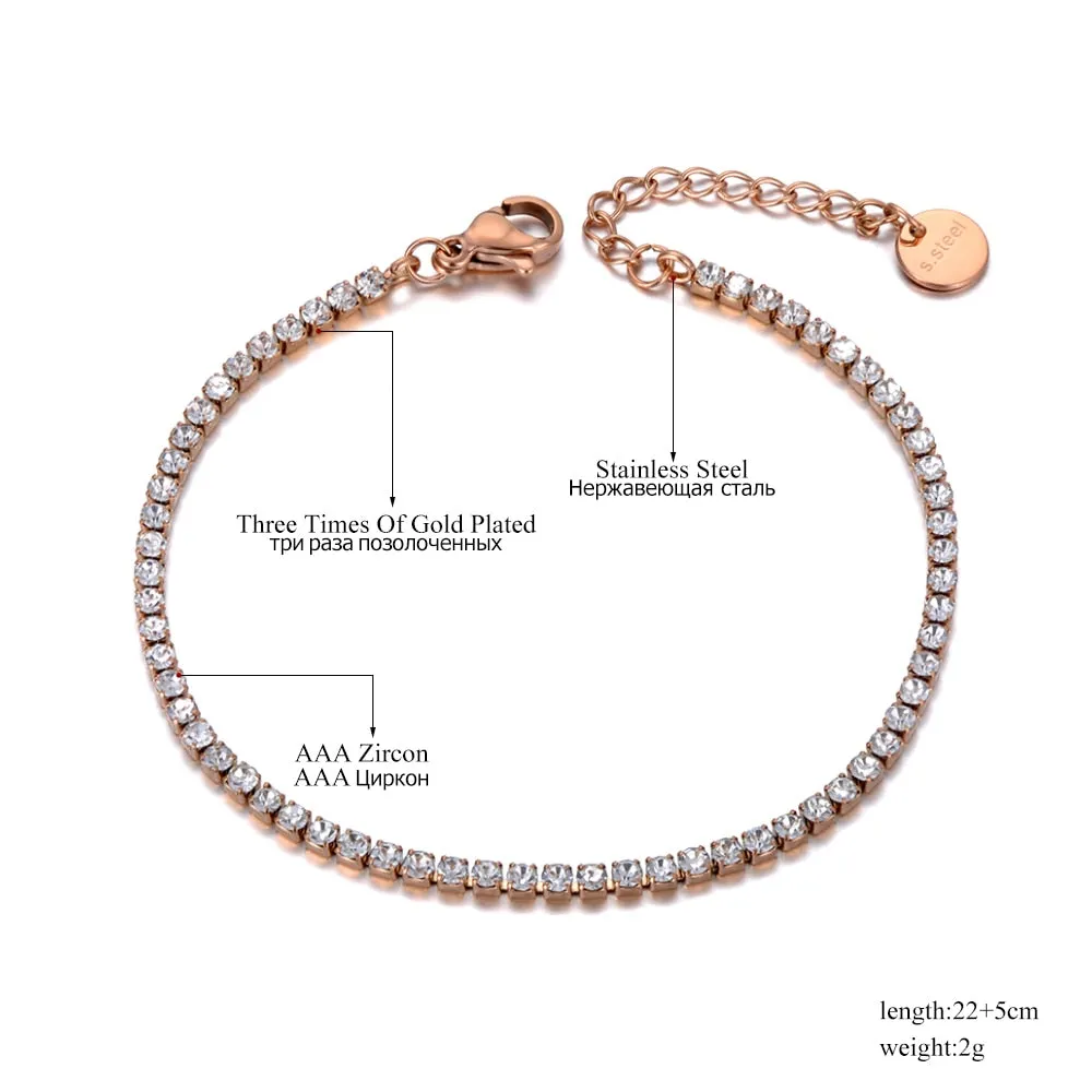 CZ Crystal Charm Anklets Stainless