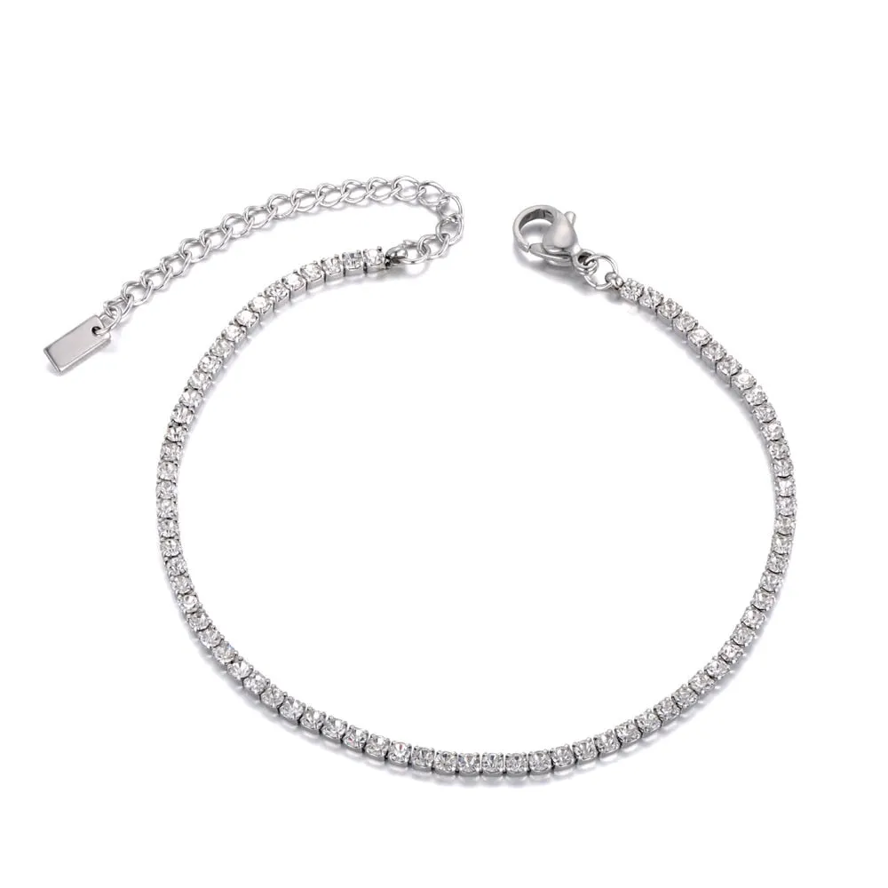 CZ Crystal Charm Anklets Stainless
