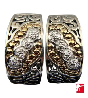 Effy Sterling & 18K Diamond hoop earrings