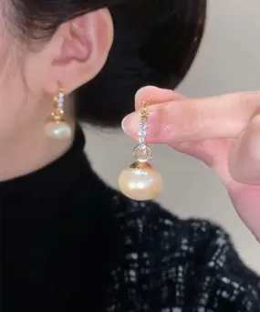 Fashion White Copper Overgild Pearl Hoop Earrings LY2296