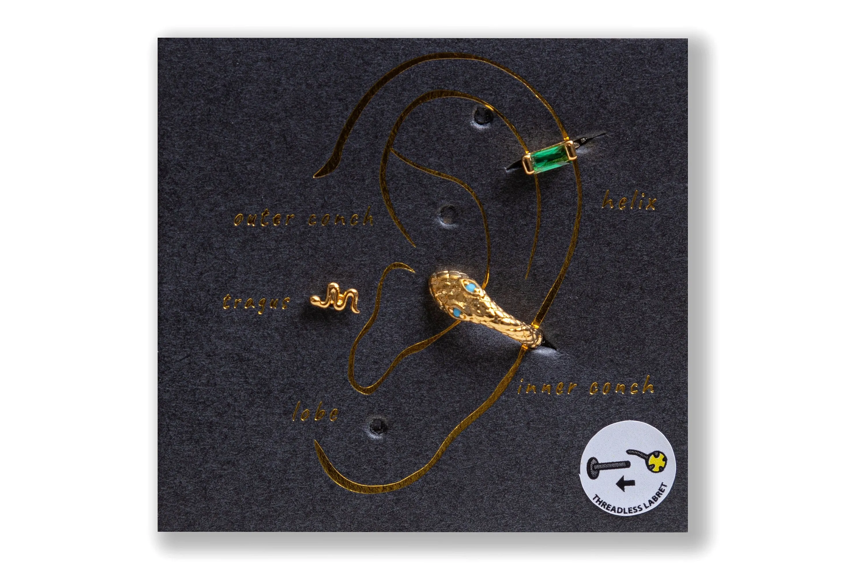 Flatback Stud Set Earrings with snake
