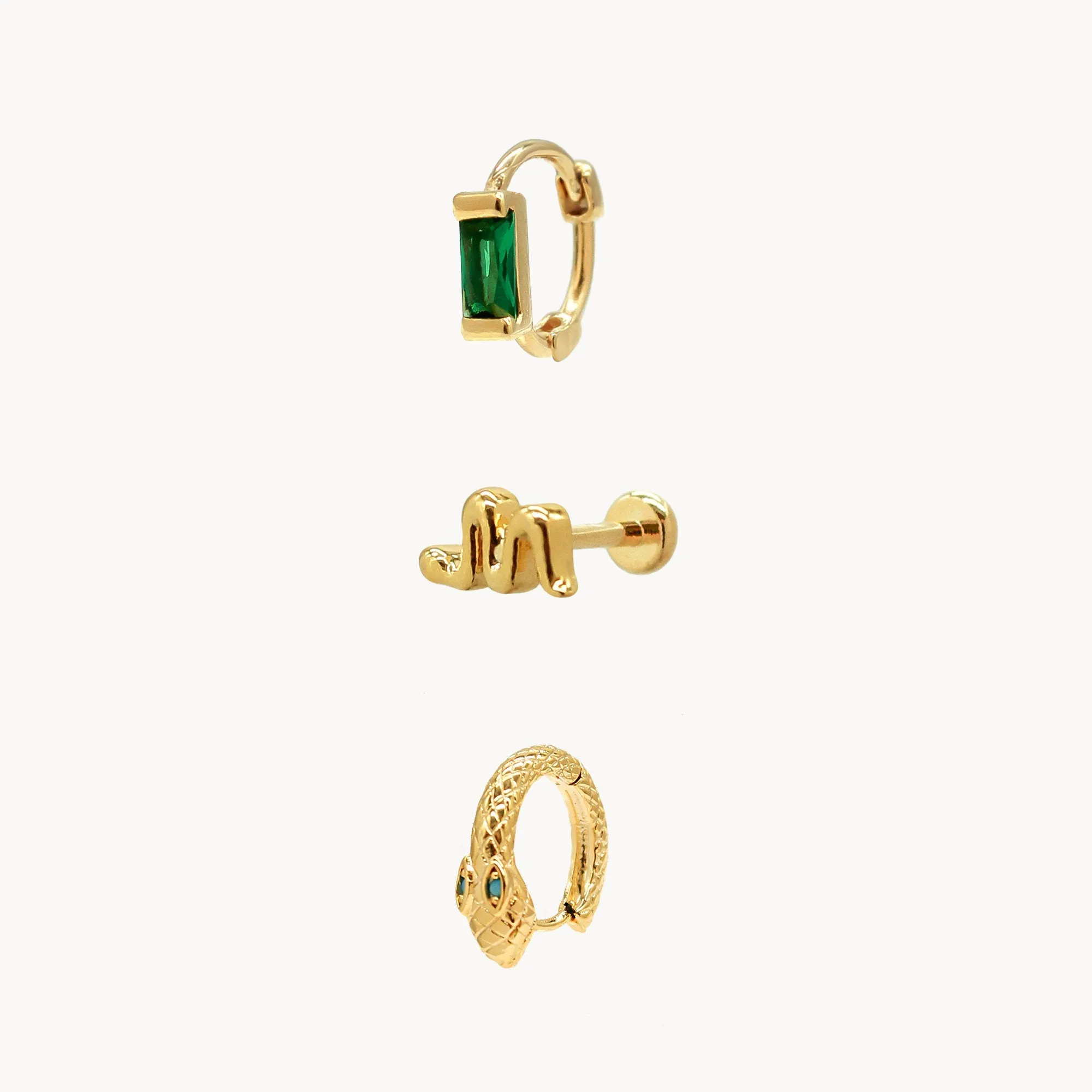 Flatback Stud Set Earrings with snake