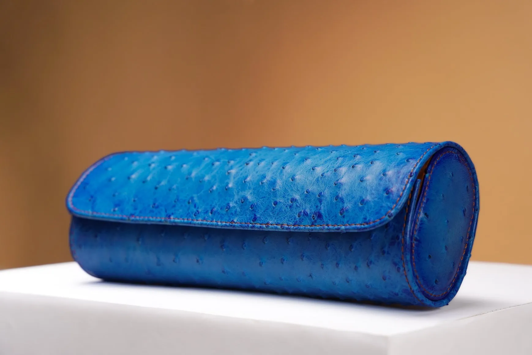Galata - Ostrich Patina Jean Blue Watch Roll