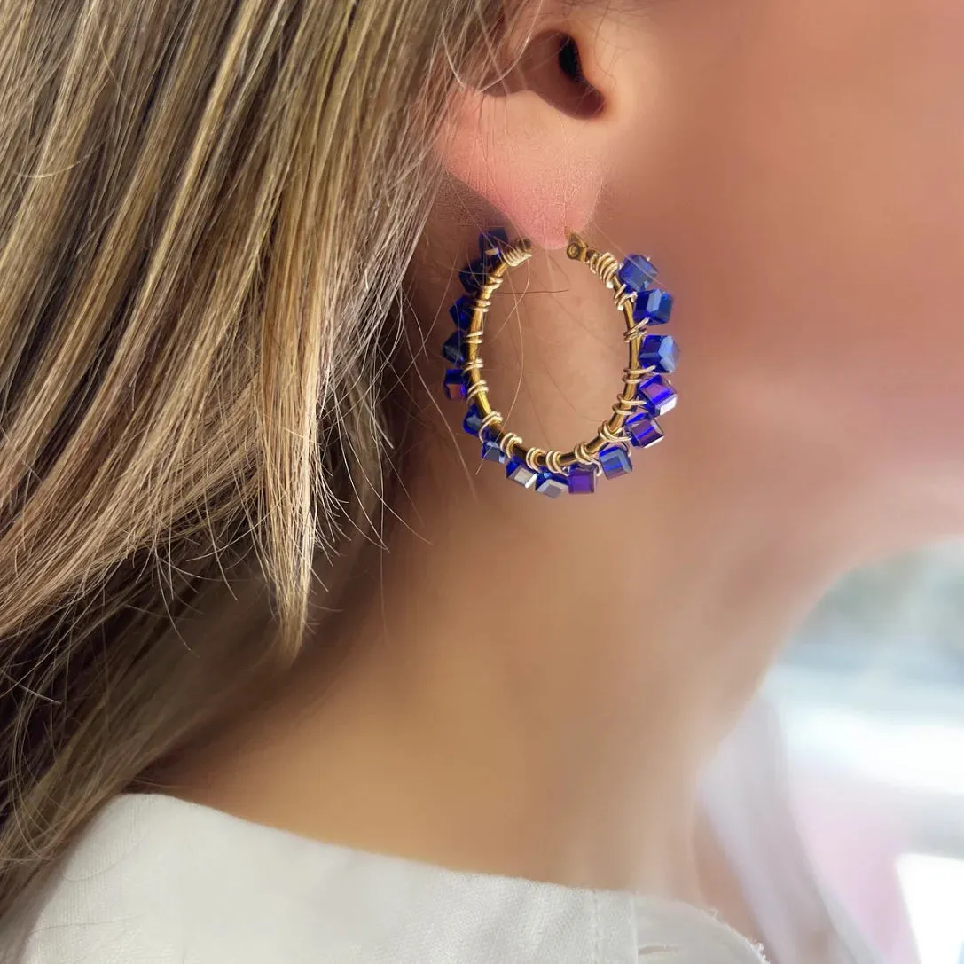 Gold & Czech Crystals Hoop Earrings