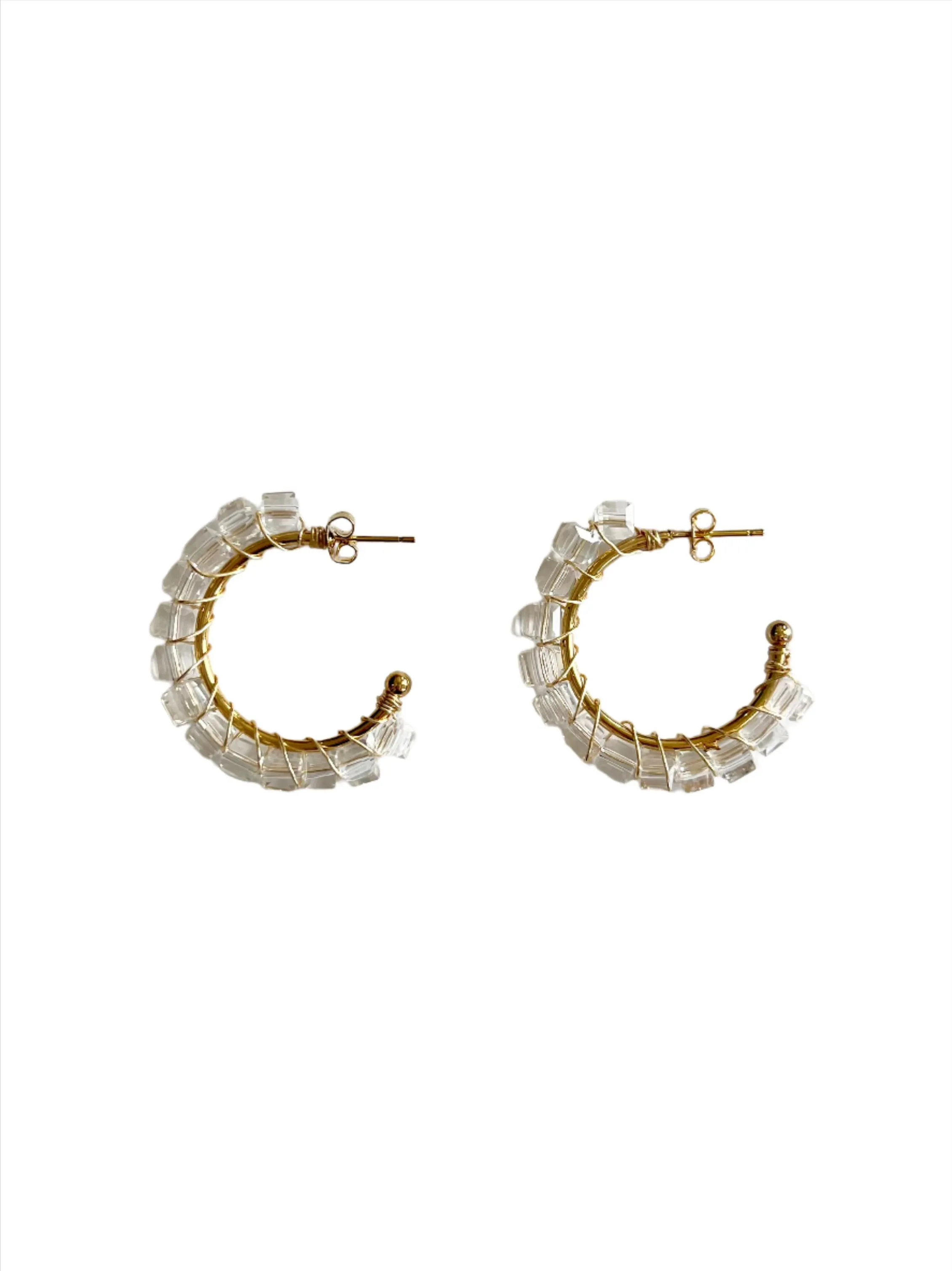 Gold & Czech Crystals Hoop Earrings