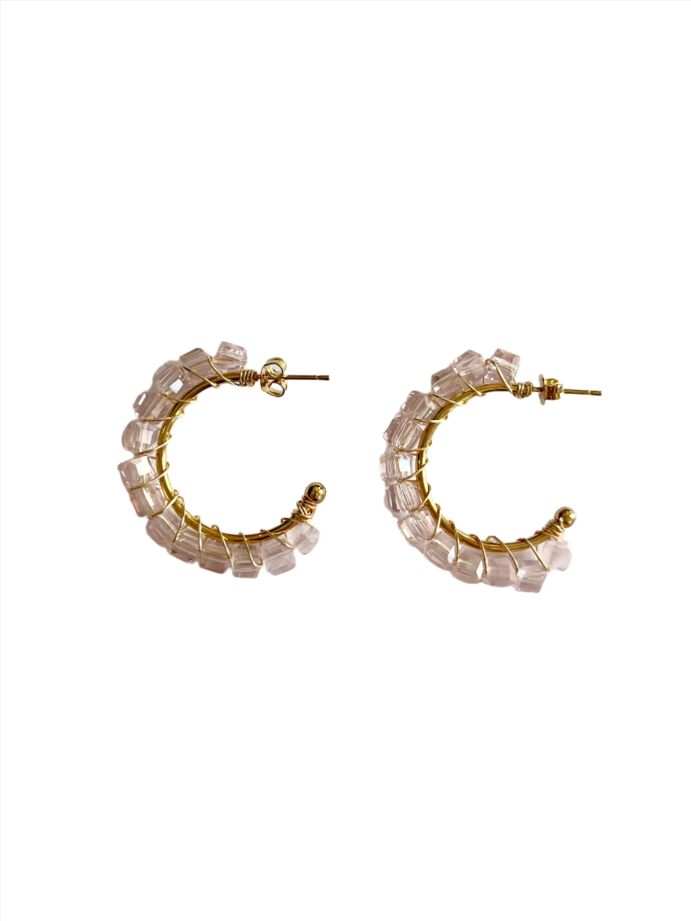 Gold & Czech Crystals Hoop Earrings