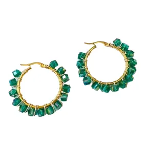 Gold & Czech Crystals Hoop Earrings