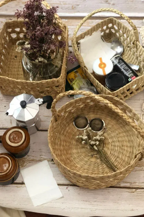 Handcrafted Rectangular Reed Organiser Basket