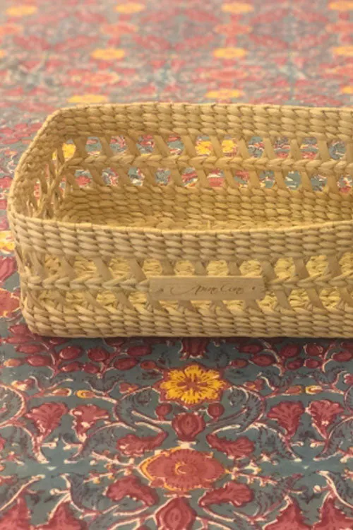 Handcrafted Rectangular Reed Organiser Basket