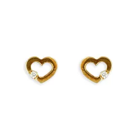 Heart Shape Gold and Diamond Earrings