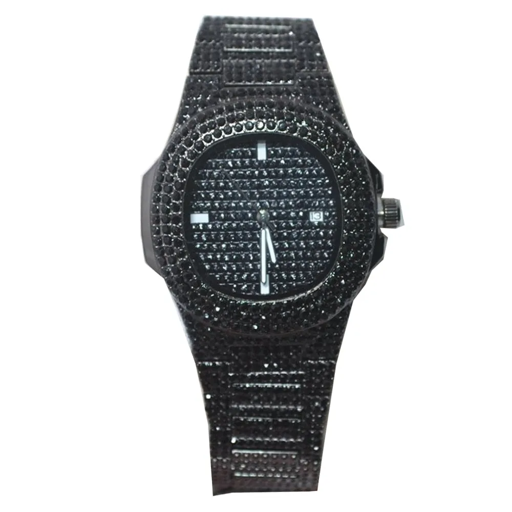 Hip Hop Men Iced Out Watches Luxury Date Quartz Wrist Watches