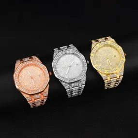 Hip Hop Men Iced Out Watches Luxury Date Quartz Wrist Watches