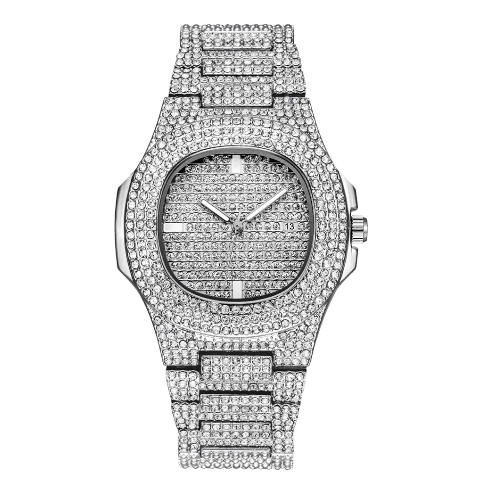 Hip Hop Men Iced Out Watches Luxury Date Quartz Wrist Watches