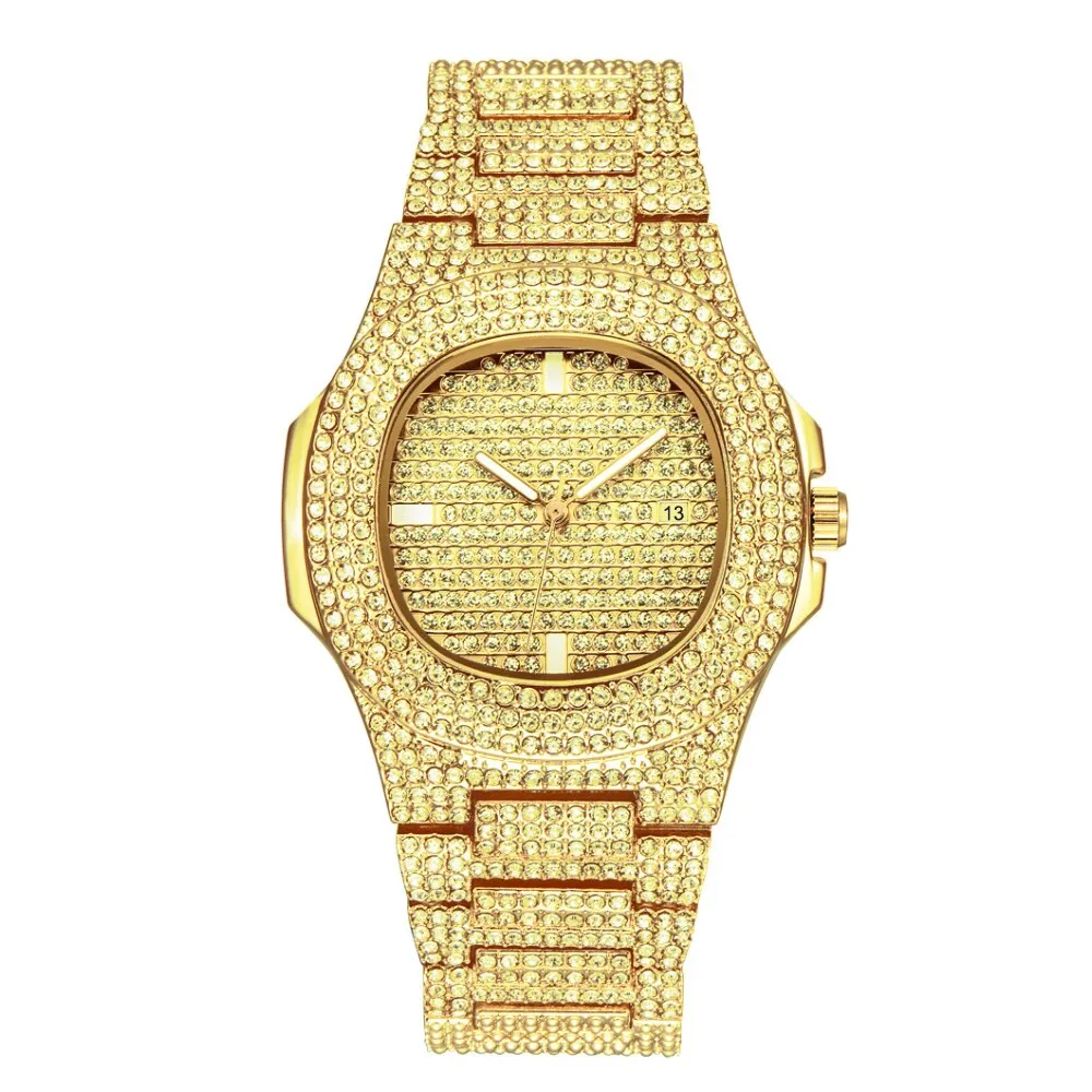 Hip Hop Men Iced Out Watches Luxury Date Quartz Wrist Watches
