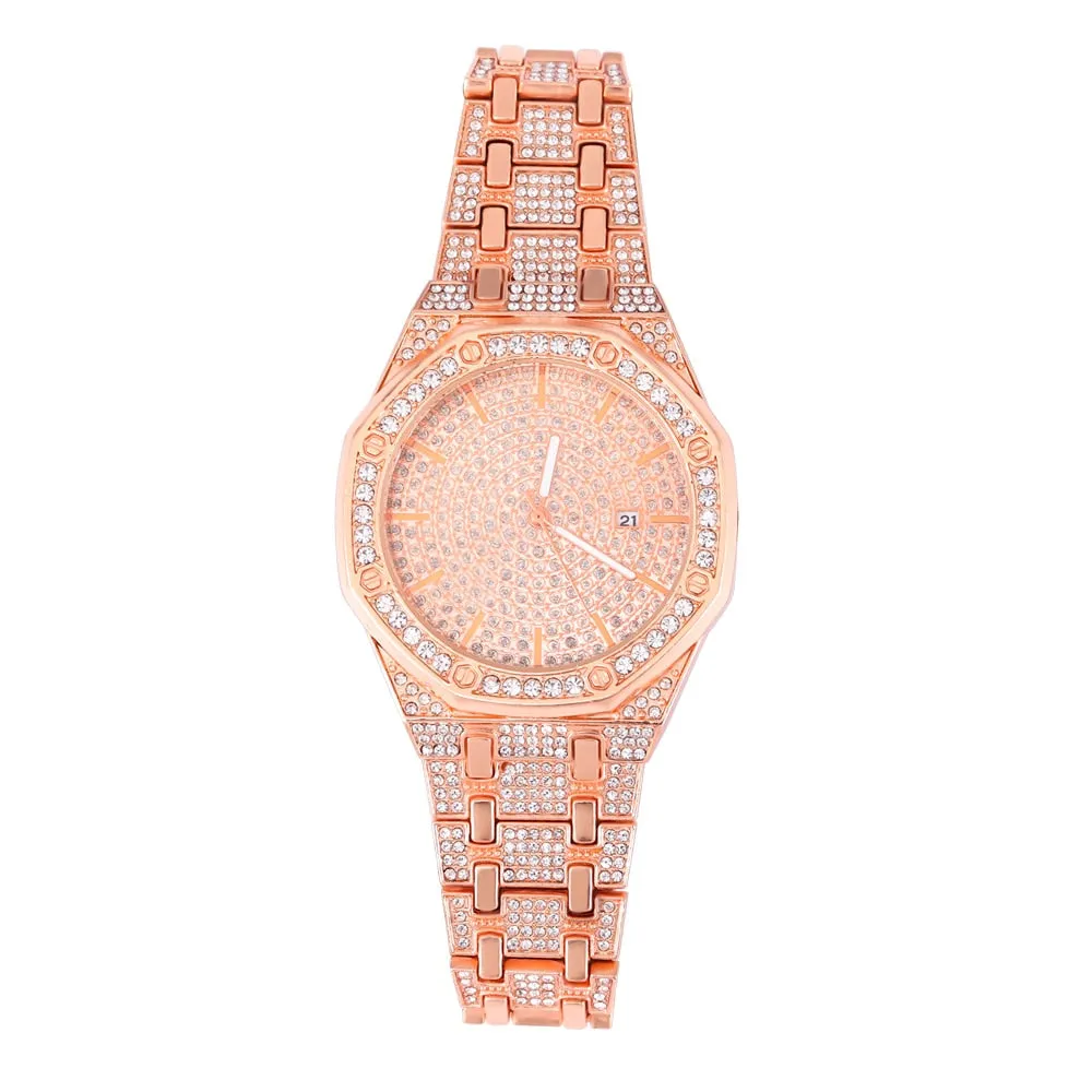 Hip Hop Men Iced Out Watches Luxury Date Quartz Wrist Watches