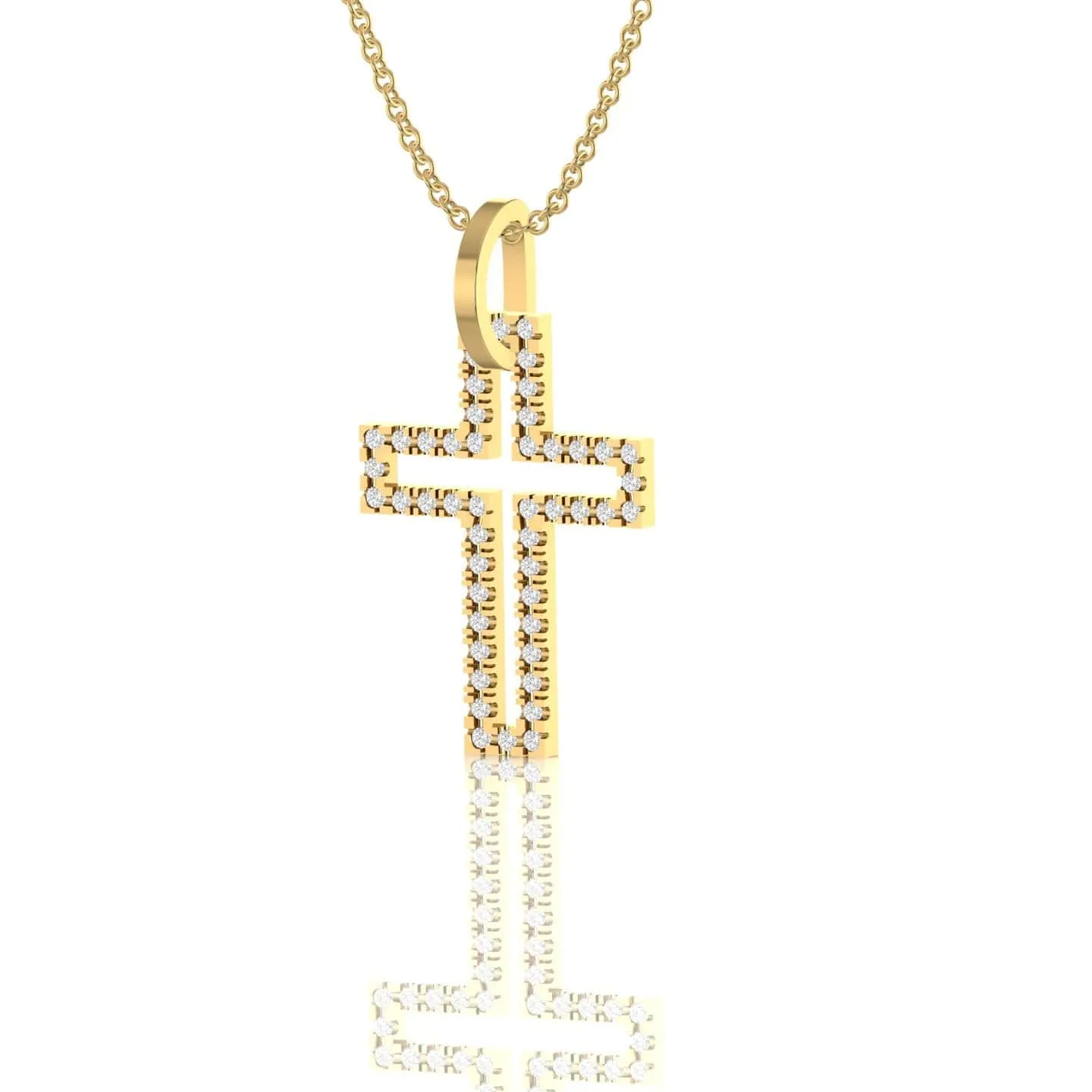 Hollow Diamond Cross Necklace