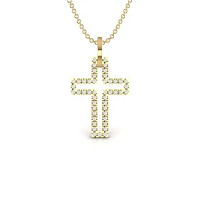 Hollow Diamond Cross Necklace