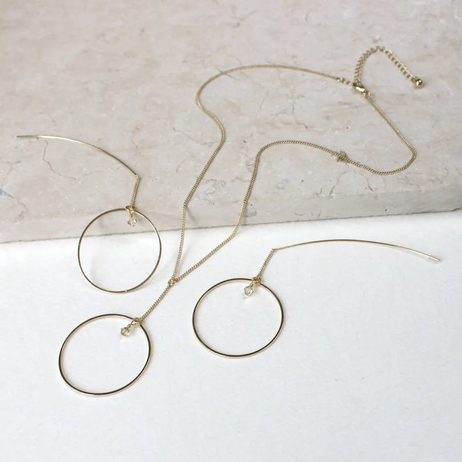 Hoop Earrings And Necklace Set (Gold - out of stock)