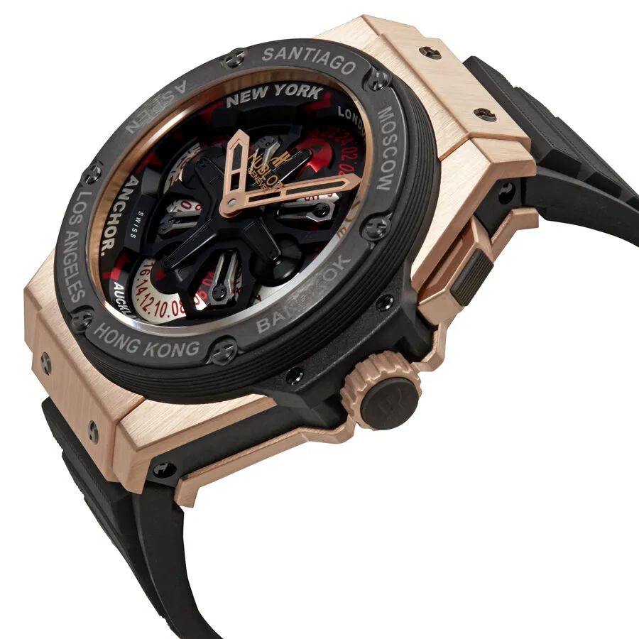 Hublot Big Bang King Power Unico GMT King Gold Black Rubber Men's Watch 771.OM.1170.RX