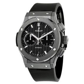 Hublot Classic Fusion Automatic Chronograph Black Magic Matt Carbon Fiber Dial Black Rubber Men's Watch 521.CM.1771.RX