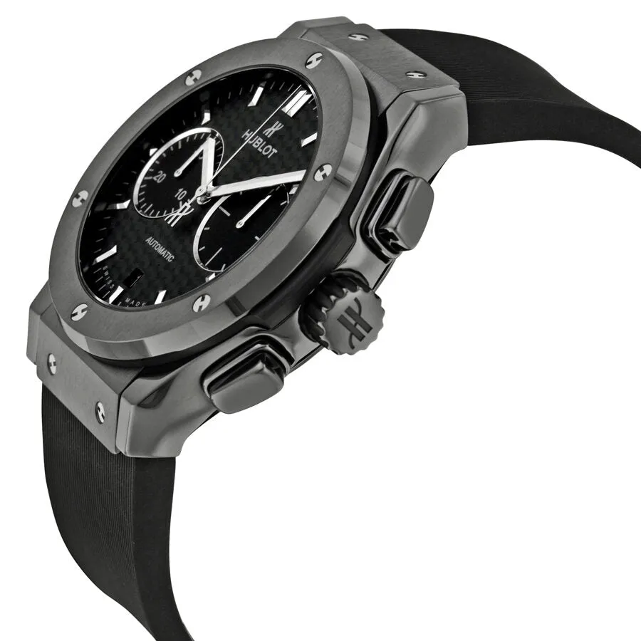 Hublot Classic Fusion Automatic Chronograph Black Magic Matt Carbon Fiber Dial Black Rubber Men's Watch 521.CM.1771.RX