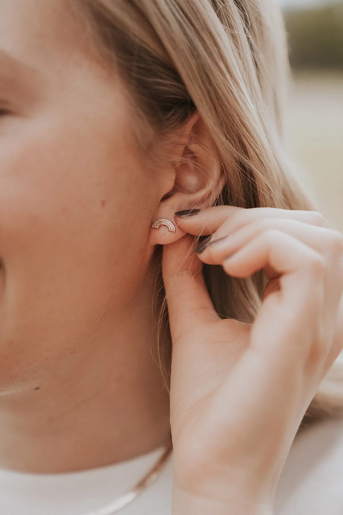 Hugging Rainbow Stud Earrings