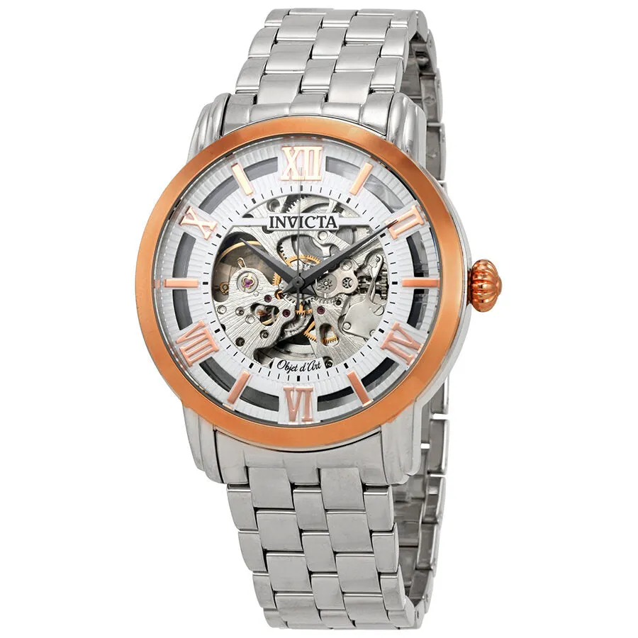 Invicta Objet D Art Automatic Silver Skeleton Dial Men's Watch 22628