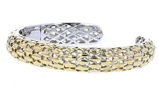 Italian Sterling Silver Bangle Bracelet with yellow gold plating
